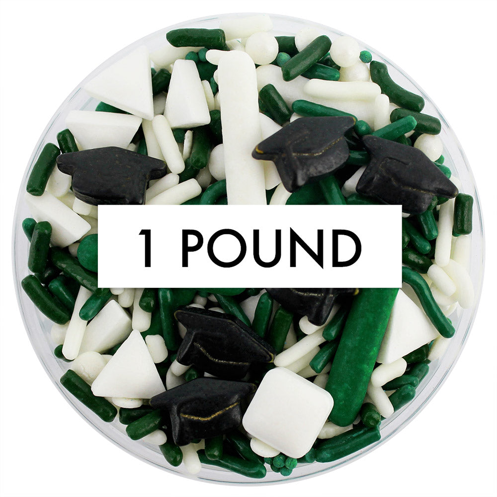 Dark Green & White Graduation Sprinkle Blend 1 LB