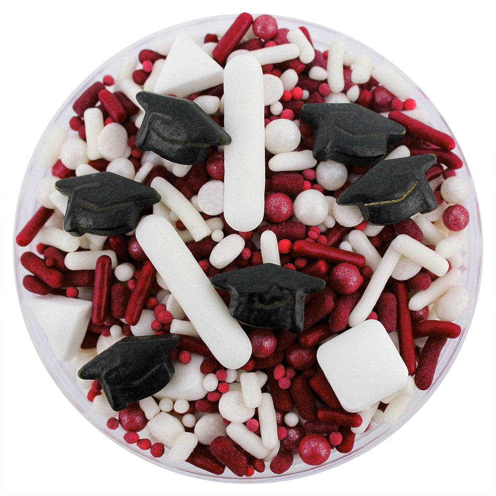 Maroon & White Graduation Sprinkle Blend