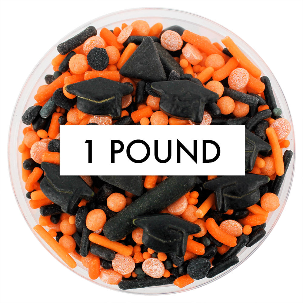 Orange & Black Graduation Sprinkle Blend 1 LB
