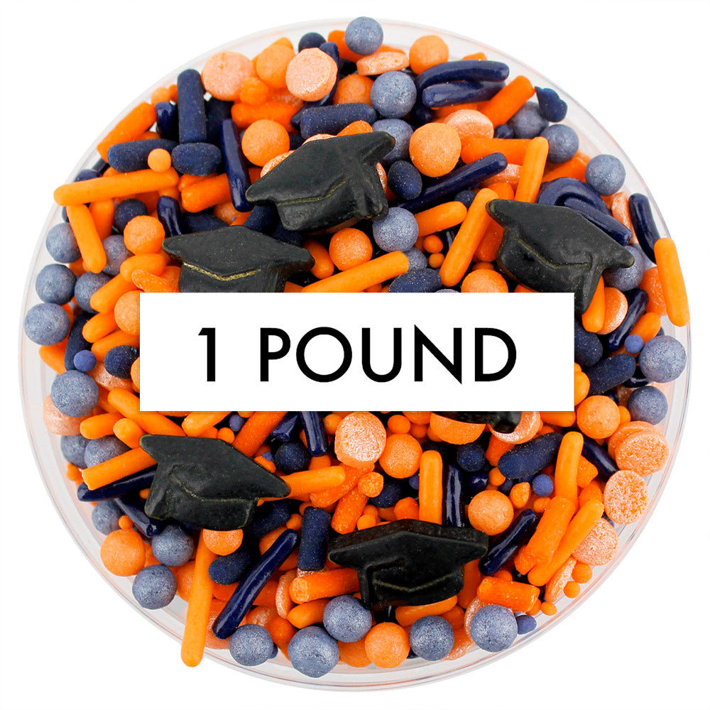 Orange & Navy Blue Graduation Sprinkle Blend 1 LB