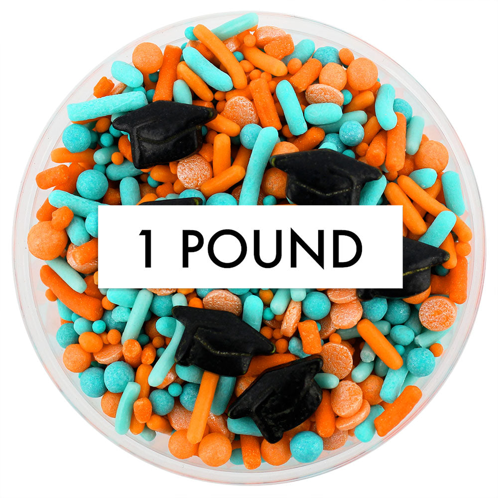 Orange & Turquoise Graduation Sprinkle Blend 1 LB