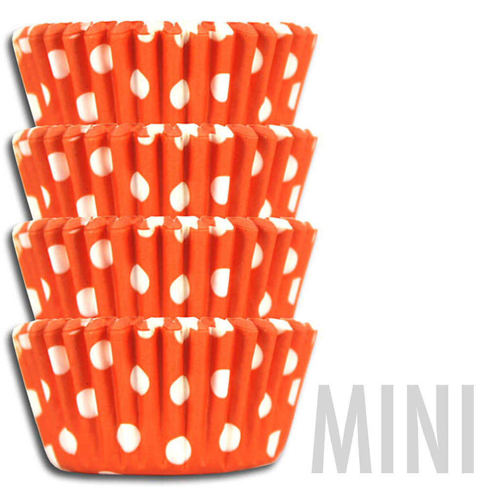 Mini Orange Polka Dot Baking Cups