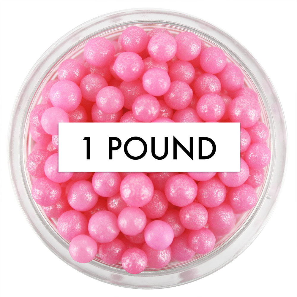 Pearly Pink Sugar Pearls 1 LB