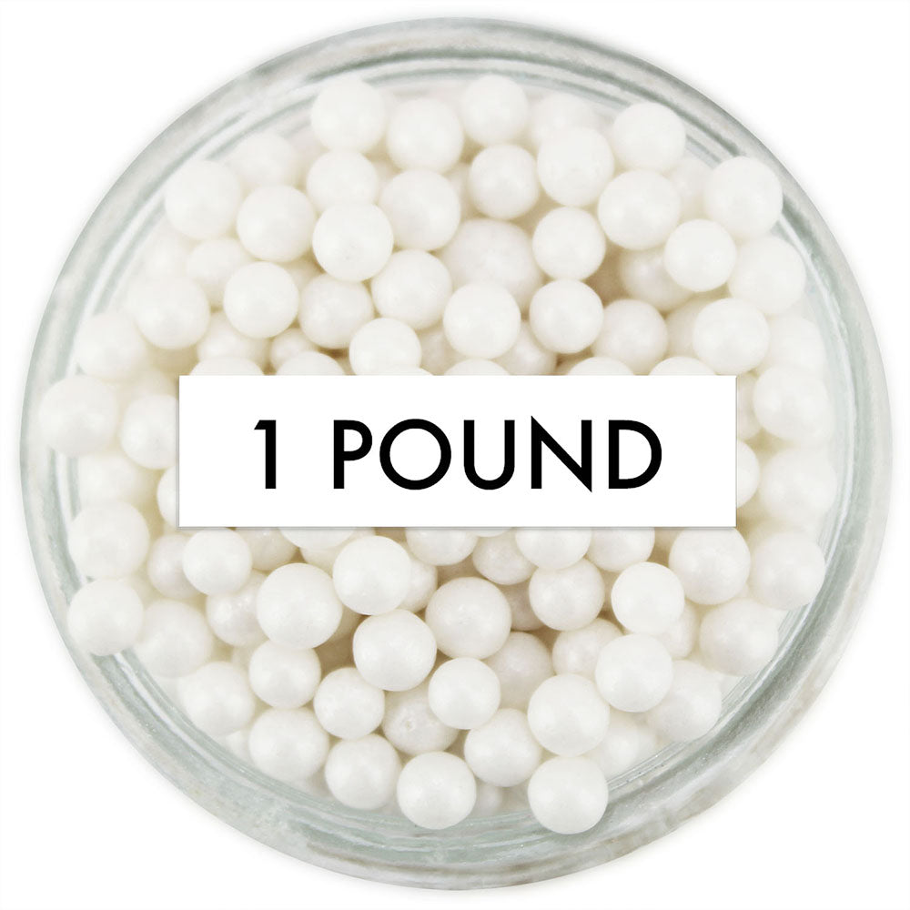 Pearly White Sugar Pearls 1 LB