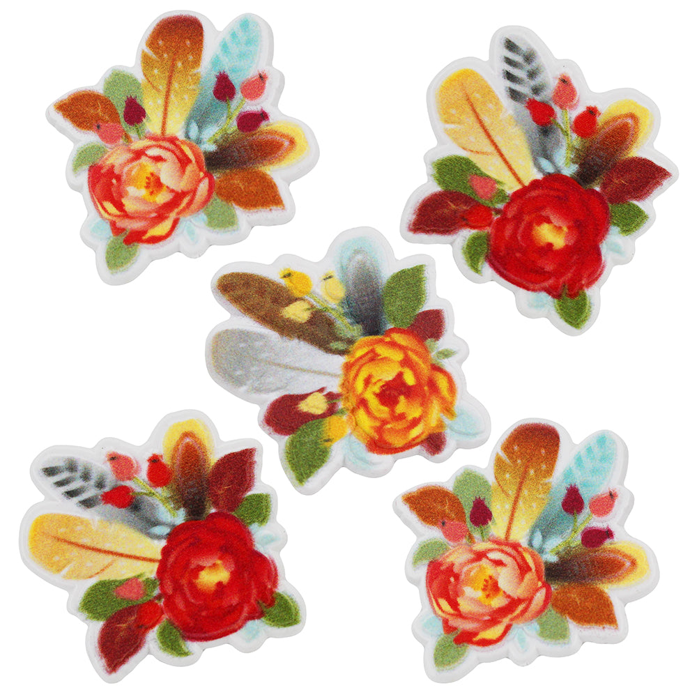 Autumn Flowers & Feathers Ring Toppers