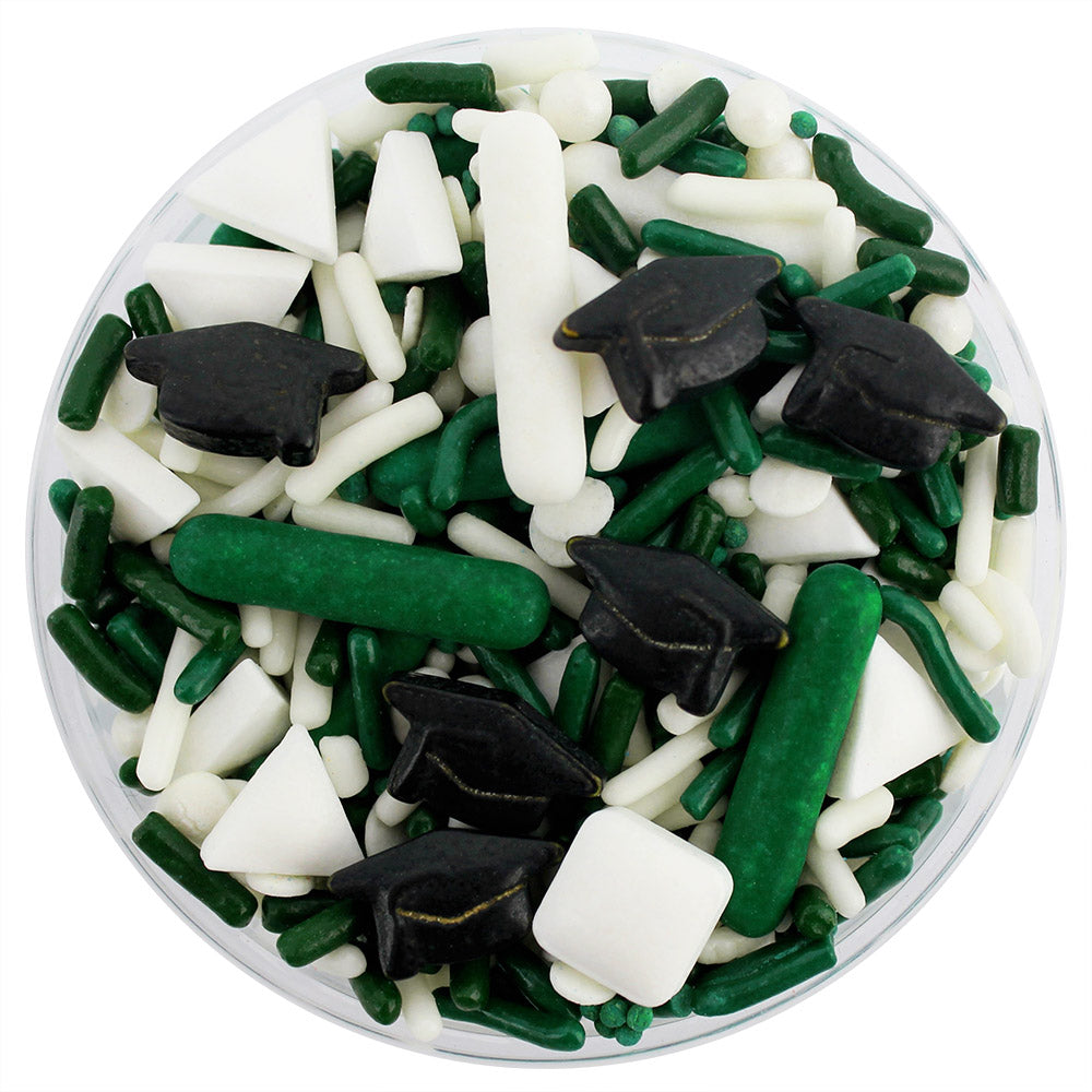 Dark Green & White Graduation Sprinkle Blend