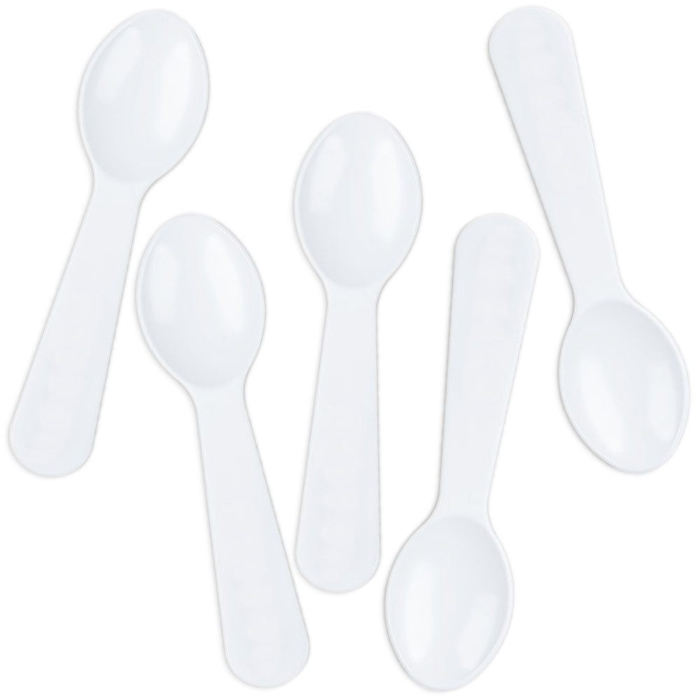 Mini White Ice Cream Taster Spoons
