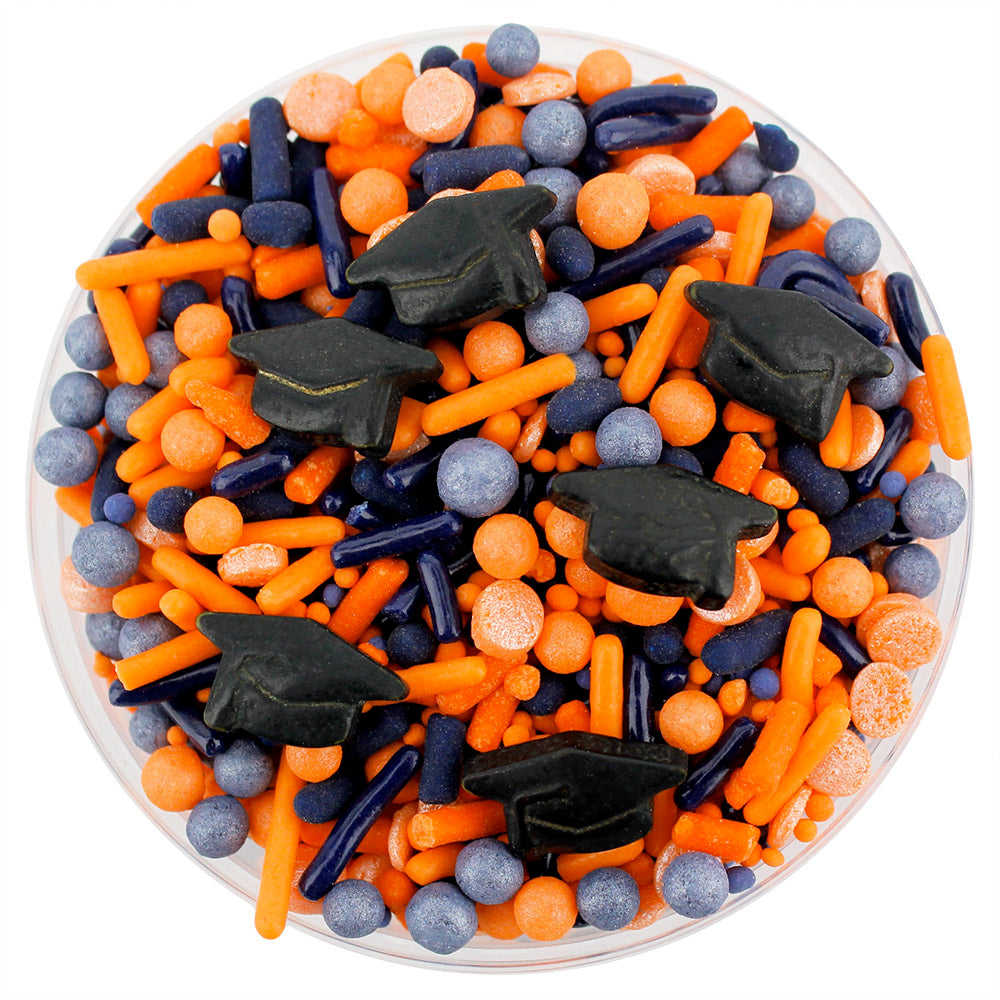 Orange & Navy Blue Graduation Sprinkle Blend