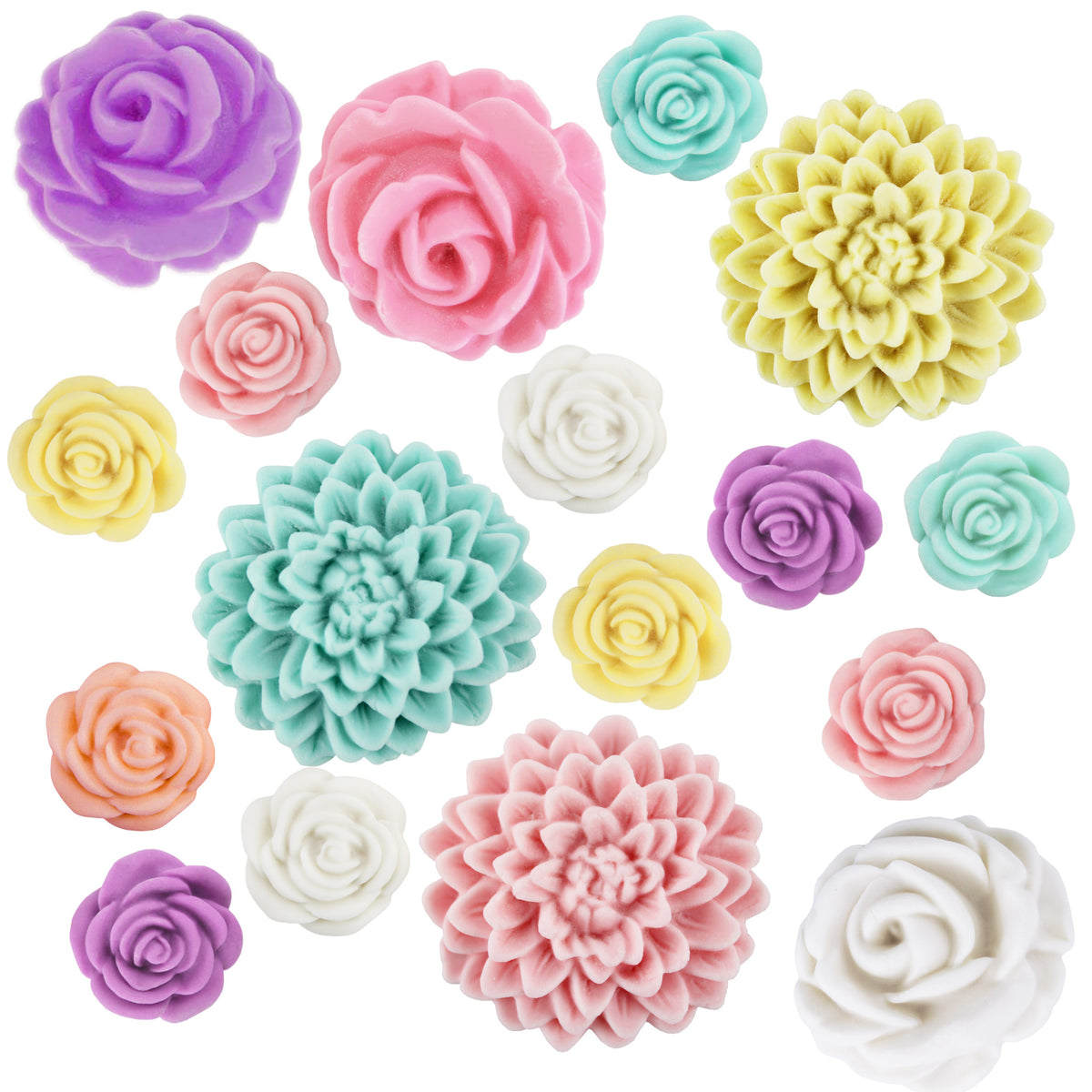 Pastel Rainbow Fondant Flower Assortment
