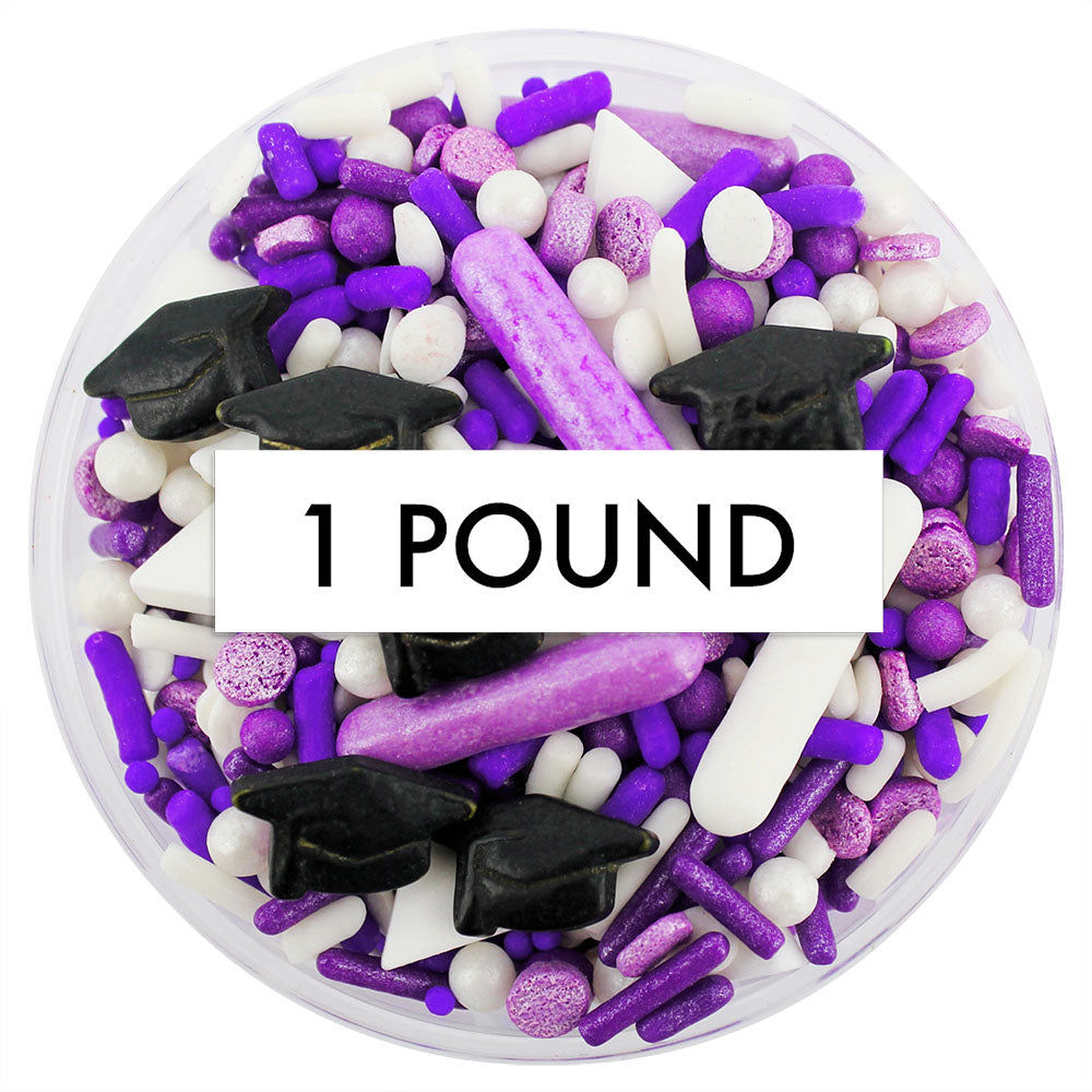 Purple & White Graduation Sprinkle Blend 1 LB