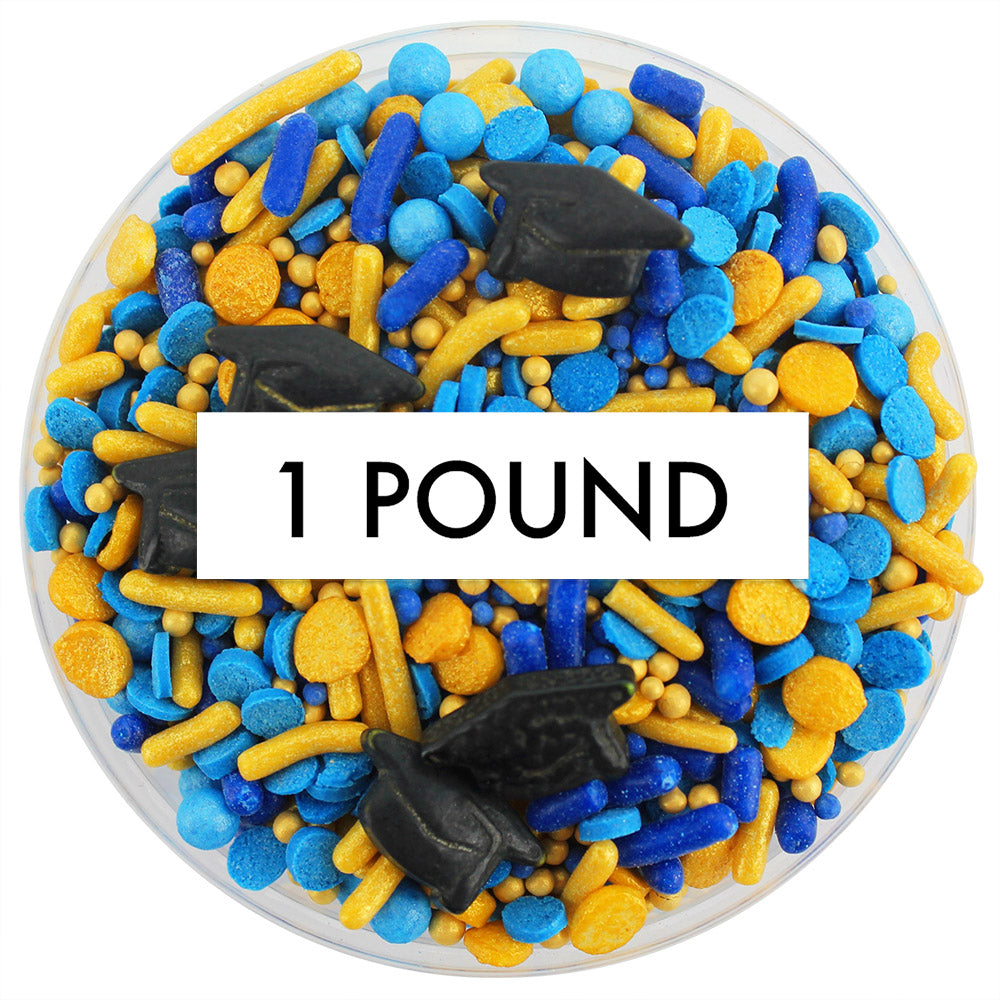 Royal Blue & Gold Graduation Sprinkle Blend 1 LB