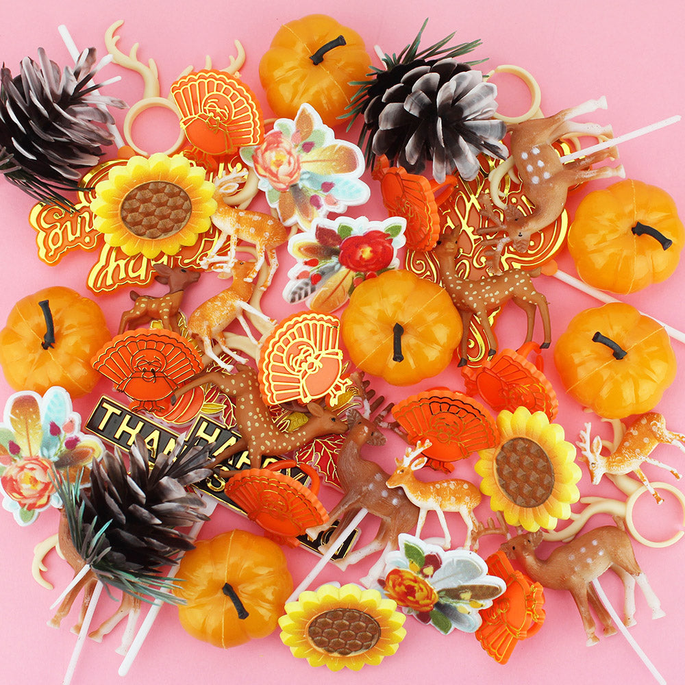 Vintage Autumn Cupcake Pick Assortment