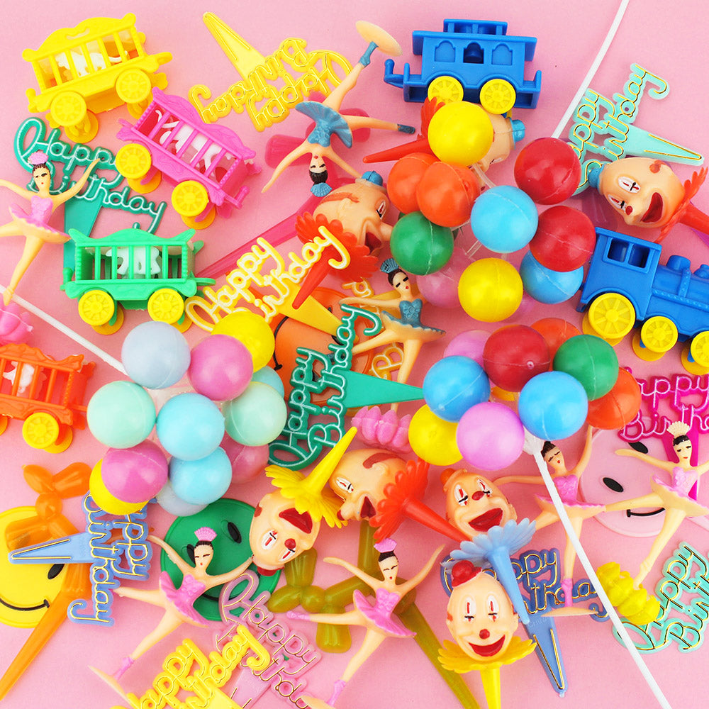 Vintage Birthday Cupcake Pick Assortment