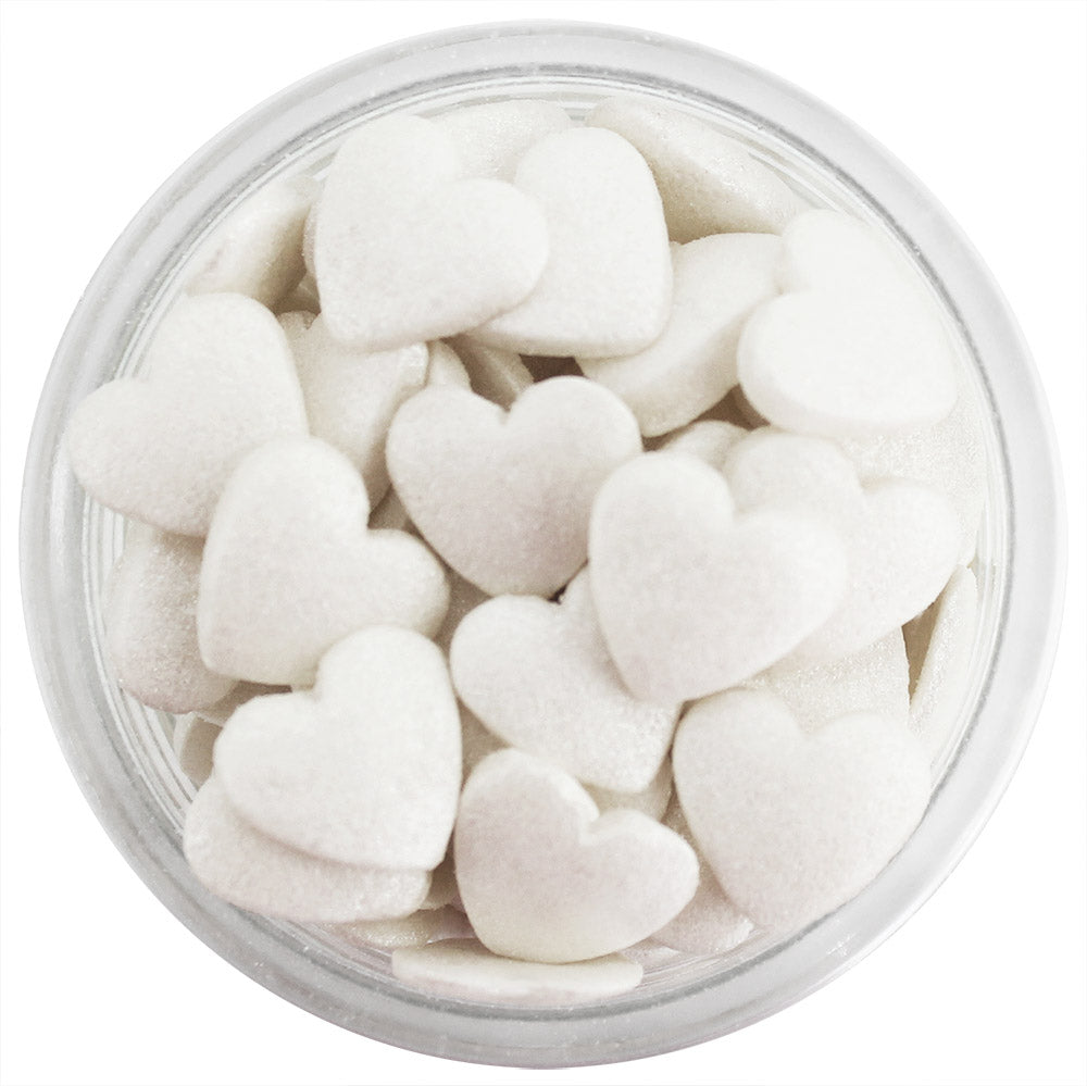 White Shimmer Heart Sprinkles