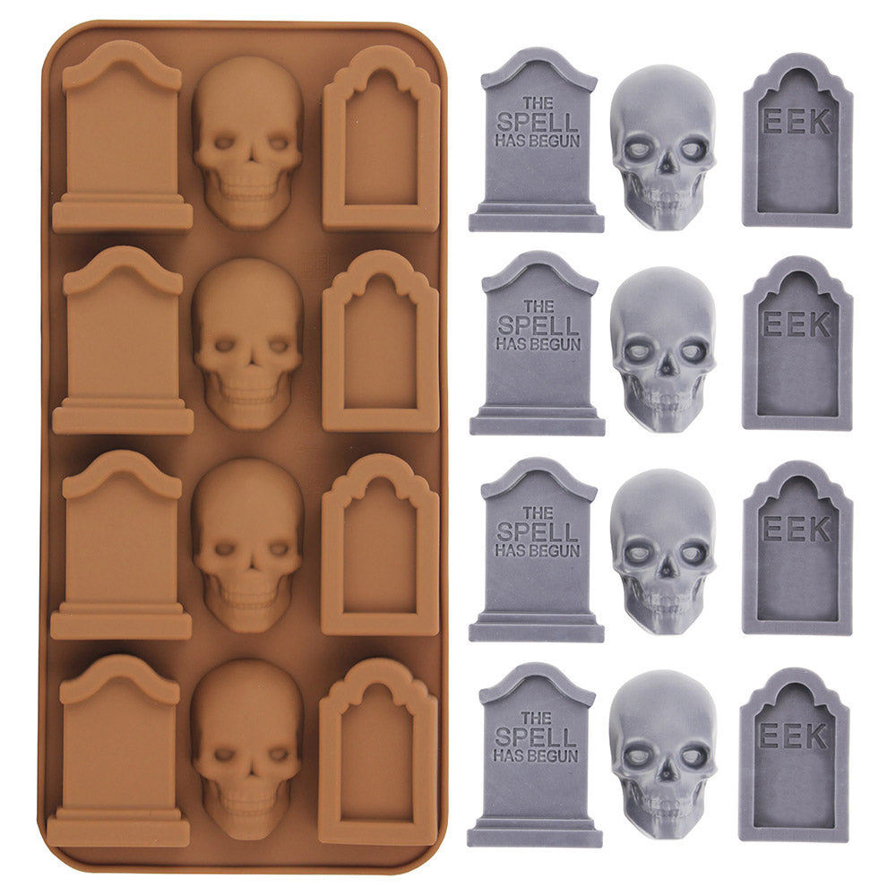 Tombstone & Skull Assortment Silicone Mold