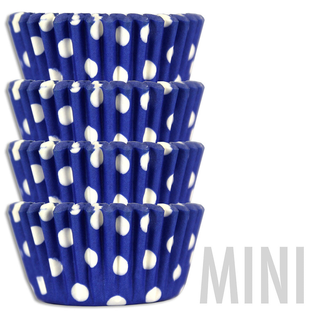 Mini Royal Blue Polka Dot Baking Cups