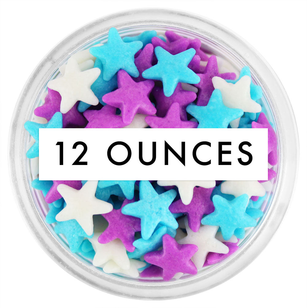 Blue Purple White Star Sprinkles 12 Ounces