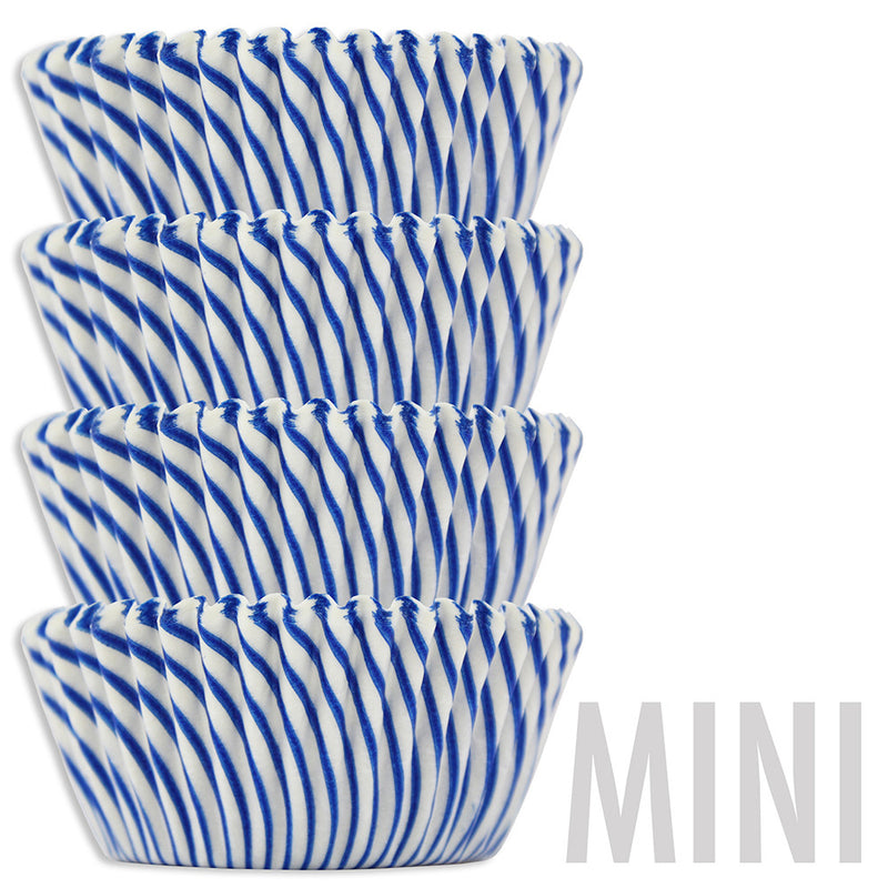 Mini Blue Candy Stripe Baking Cups