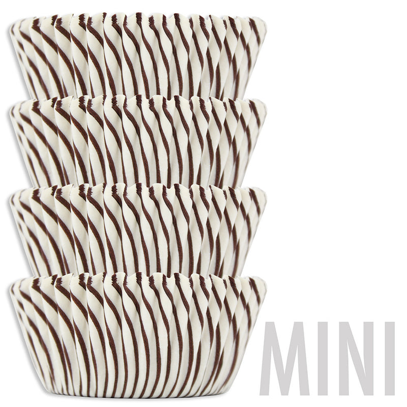 Mini Brown Candy Stripe Baking Cups