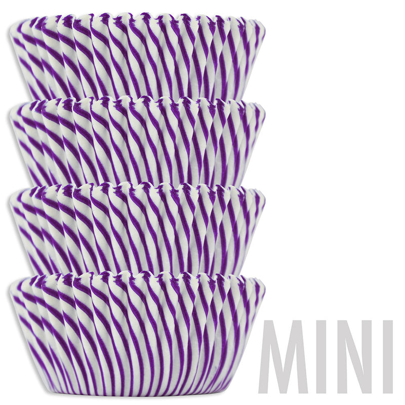 Mini Purple Candy Stripe Baking Cups