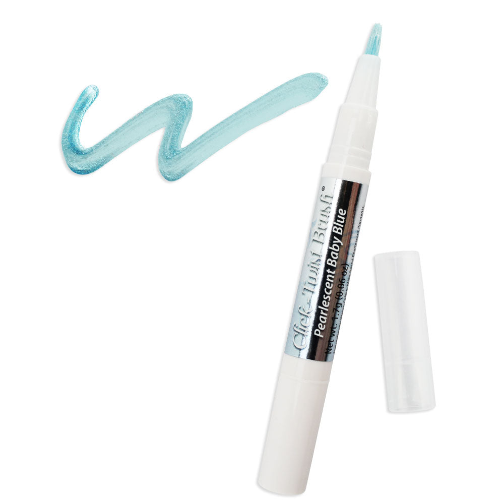Pearlescent Baby Blue Edible Paint Click Twist Brush