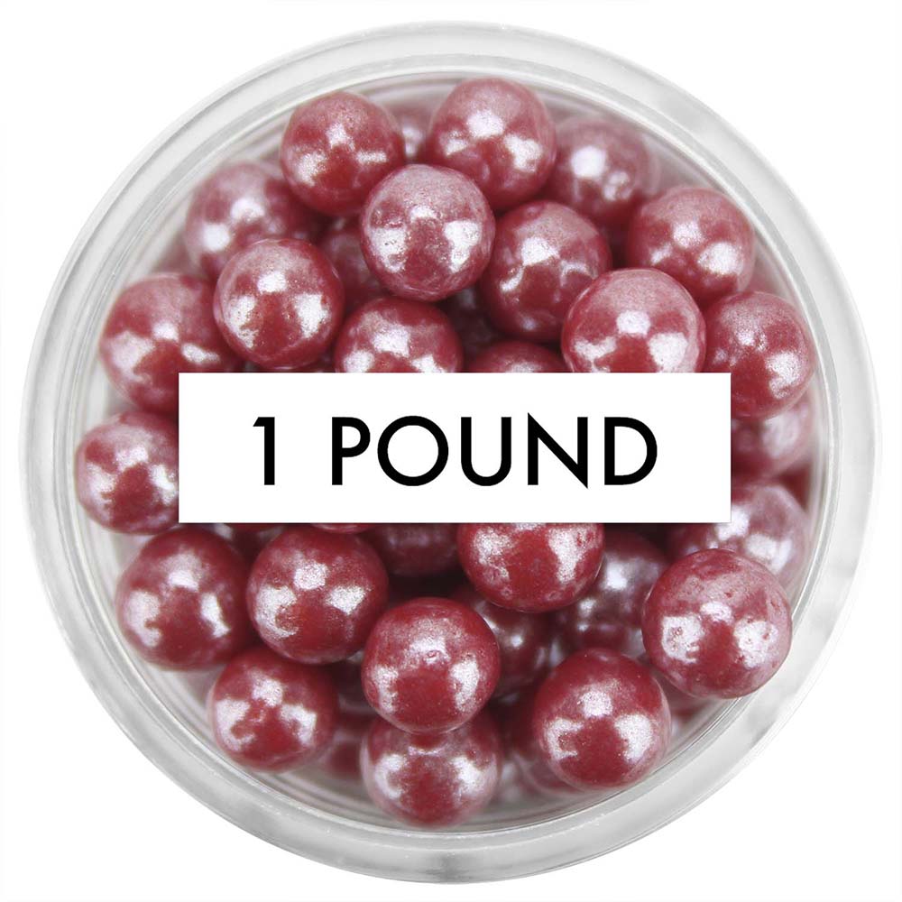 Pearly Burgundy Rose Sugar Pearls 5-6MM 1 LB