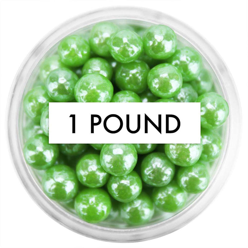 Pearly Green Sugar Pearls 5-6MM 1 LB