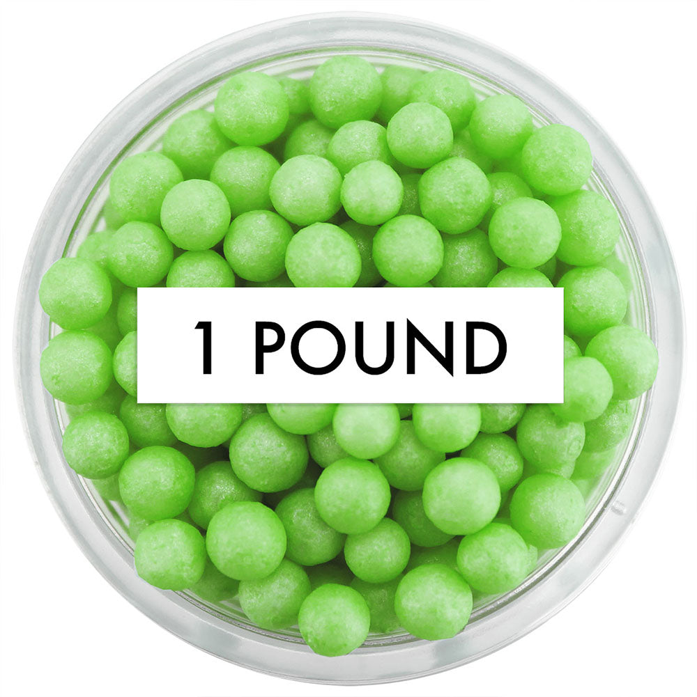 Pearly Lime Green Sugar Pearls 1 LB