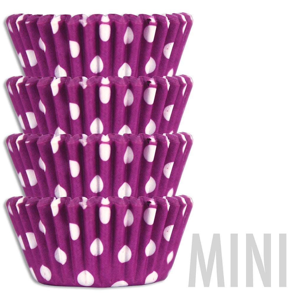 Mini Purple Polka Dot Baking Cups