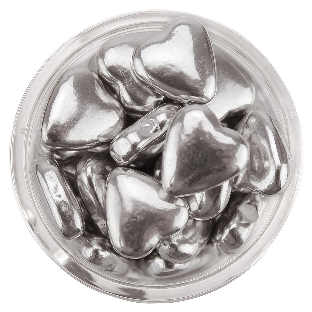 Silver Heart Dragees - 1 OZ