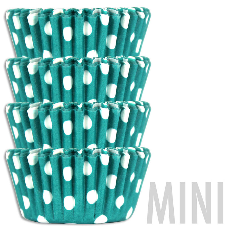 Mini Turquoise Polka Dot Baking Cups