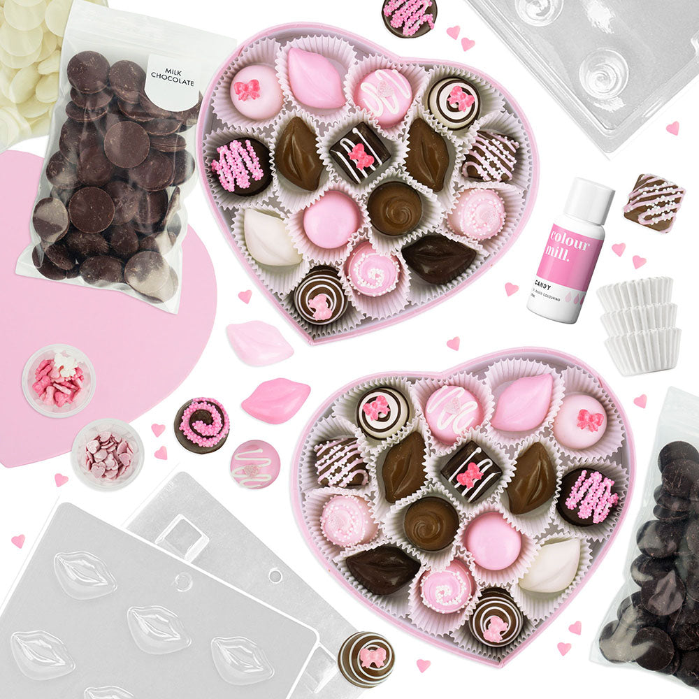 Valentine's Day Heart Shaped Box of Chocolates DIY Kit - PINK